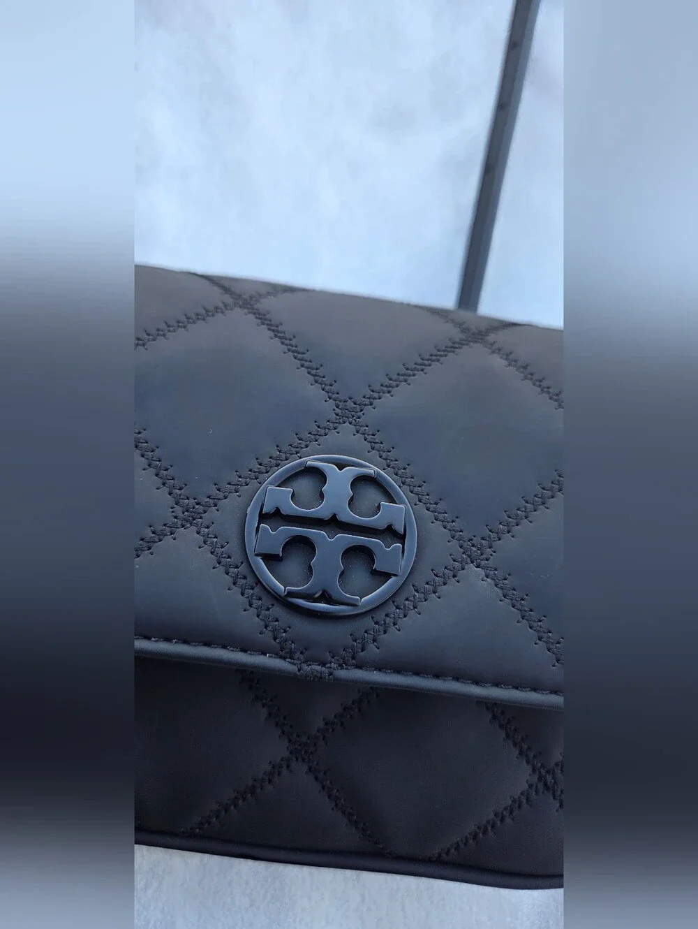 Tory Burch Black Quilted Logo Crossbody Bag